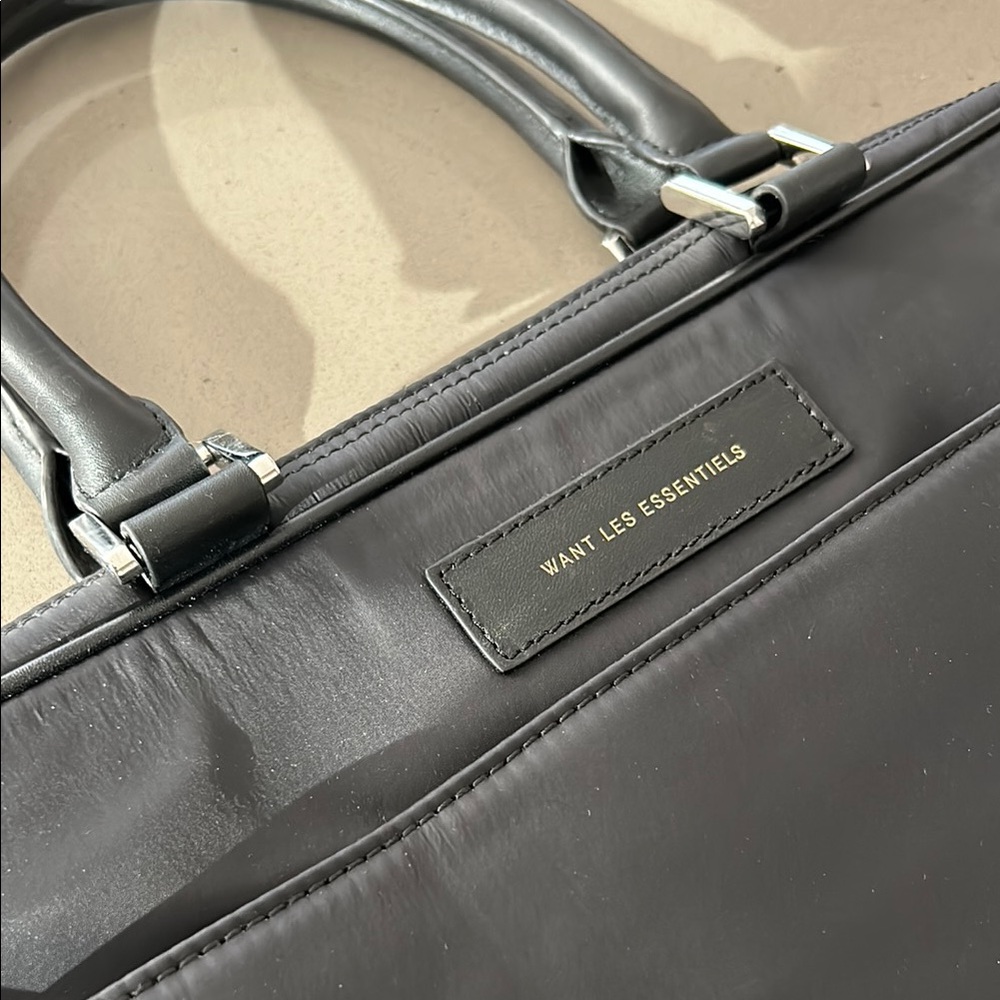 WANT Les Essentiels 'Haneda' Black Leather-Trimmed Nylon Briefcase - Picture 8 of 12